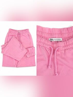 Zara Pink Elastic Waist Joggers with Drawstring